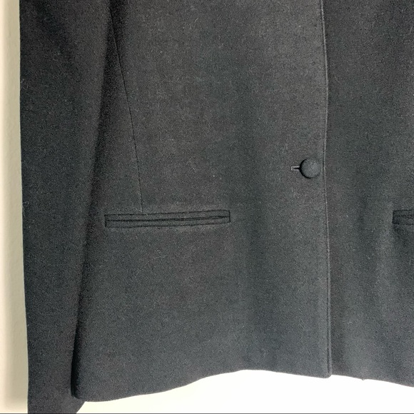 Vintage Gianni Sport Collar-less one button wool blazer pleated shoulder 7/8 Blk - Picture 4 of 8